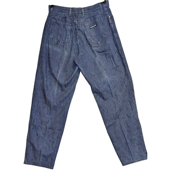Vintage Rustler Blue & White Striped Denim Jeans Size 16 Misses - Picture 6 of 7
